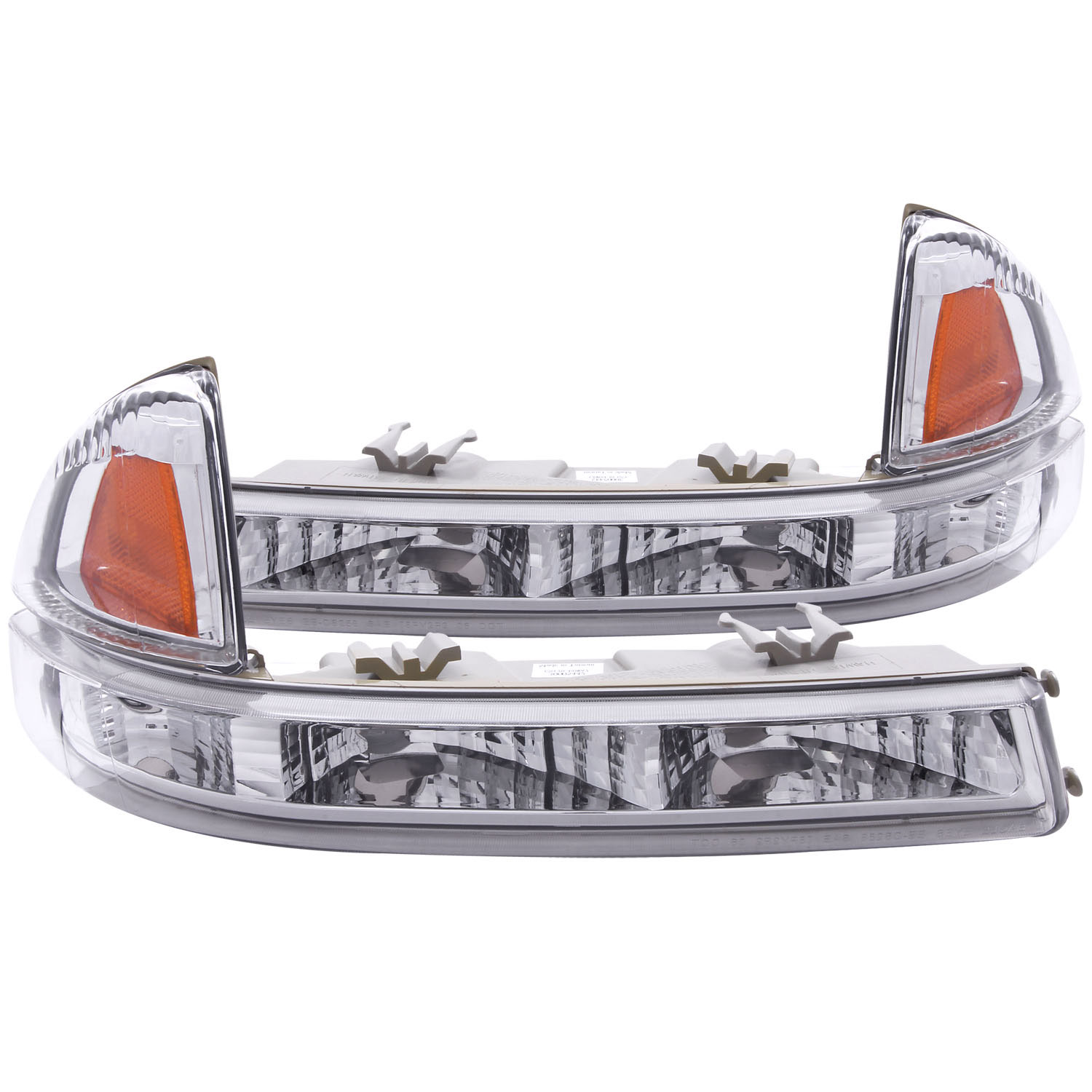 ANZO 511044 | USA Dodge Dakota Euro Parking Lights Chrome W/ Amber Reflector; 1997-2004