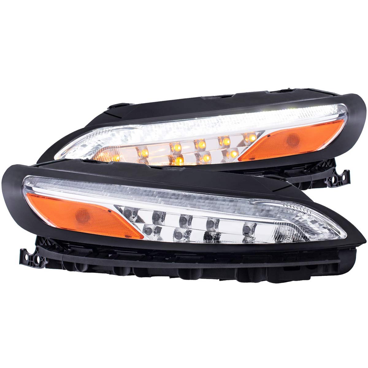 ANZO 511081 | USA Jeep Cherokee Led Parking Lights Chrome W/ Amber Reflector; 2014-2016