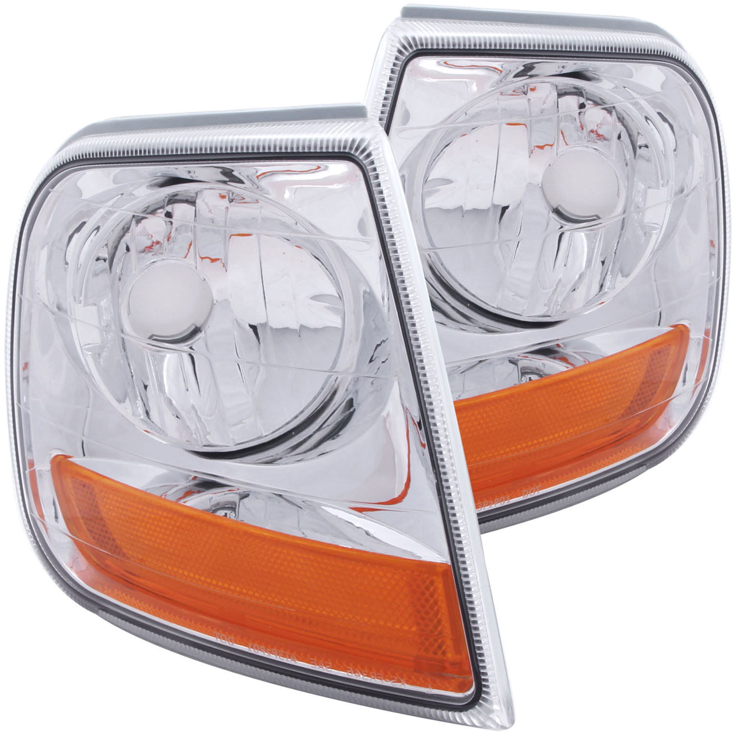 ANZO 521026 | USA Ford Expedition Harley - Davidson Style Corner Lights Chrome W/ Amber Reflector; 1997-2002