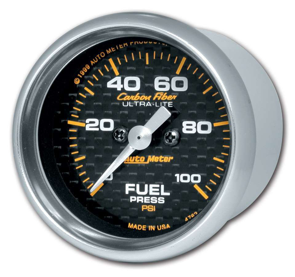 AutoMeter 4763 | Autometer Carbon Fiber 52mm 100 PSI Electronic Fuel Pressure Gauge