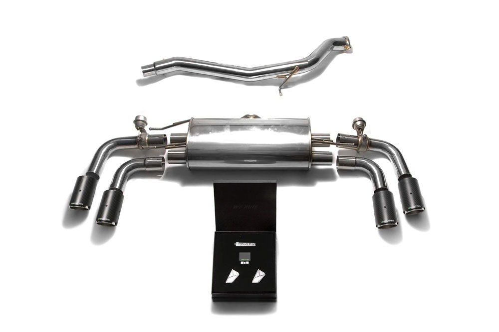 Armytrix AU8JS-QC11 | ARMYTRIX Stainless Steel Valvetronic Catback Exhaust System Audi TT Quattro with Quad Carbon Tips; 2007-2014