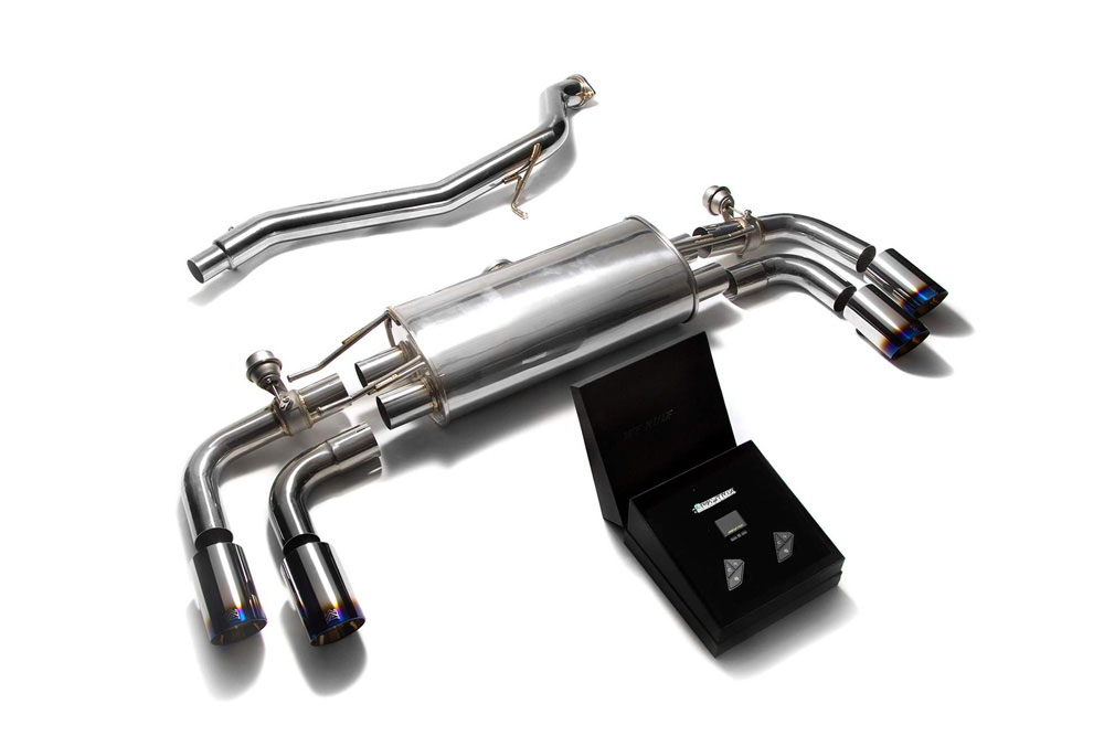 Armytrix AU8JS-QS11B | ARMYTRIX Stainless Steel Valvetronic Catback Exhaust System Audi TT Quattro with Quad Blue Tips; 2007-2014