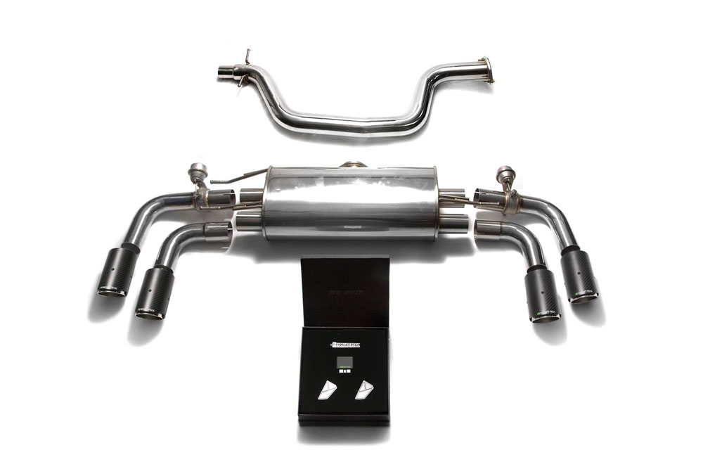 Armytrix AU8JT-QC11 | ARMYTRIX Stainless Steel Valvetronic Catback Exhaust System Audi TT MK2 with Quad Carbon Tips; 2007-2014