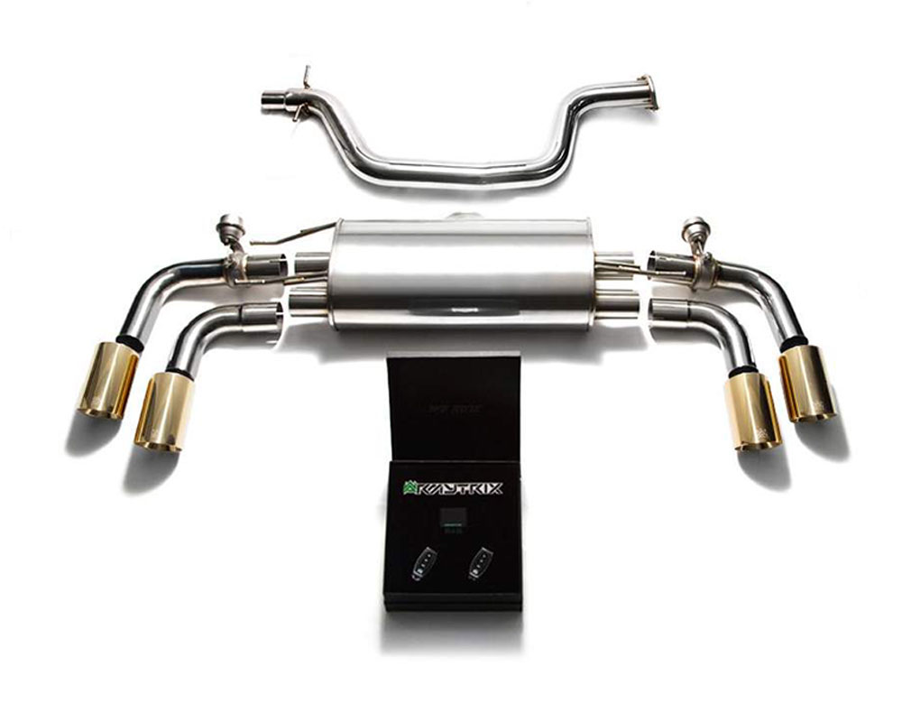 Armytrix AU8JT-QS11G | ARMYTRIX Stainless Steel Valvetronic Catback Exhaust System Audi TT MK2 with Quad Gold Tips; 2007-2014