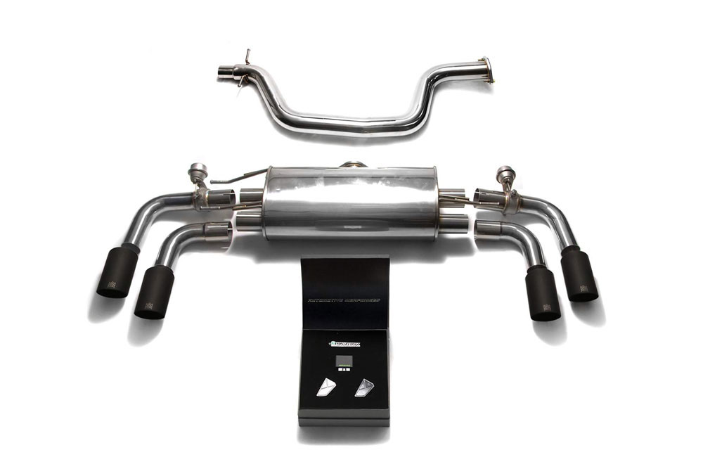 Armytrix AU8JT-QS11M | ARMYTRIX Stainless Steel Valvetronic Catback Exhaust System Audi TT MK2 with Quad Matte Black Tips; 2007-2014