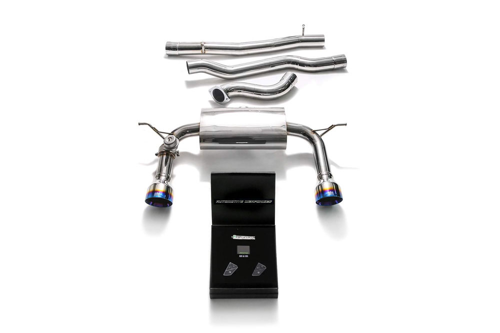 Armytrix AU8S2-DS33B | ARMYTRIX Stainless Steel Valvetronic Catback Exhaust System Audi TT MK3 with Dual Blue Tips; 2015-2020