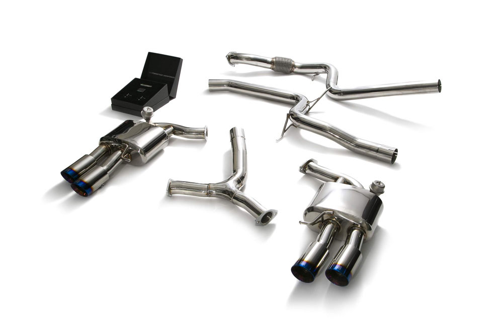 Armytrix AU9C2-QS11B | ARMYTRIX Stainless Steel Valvetronic Catback Exhaust System Quad Blue Tips Audi A5; 2016-2020