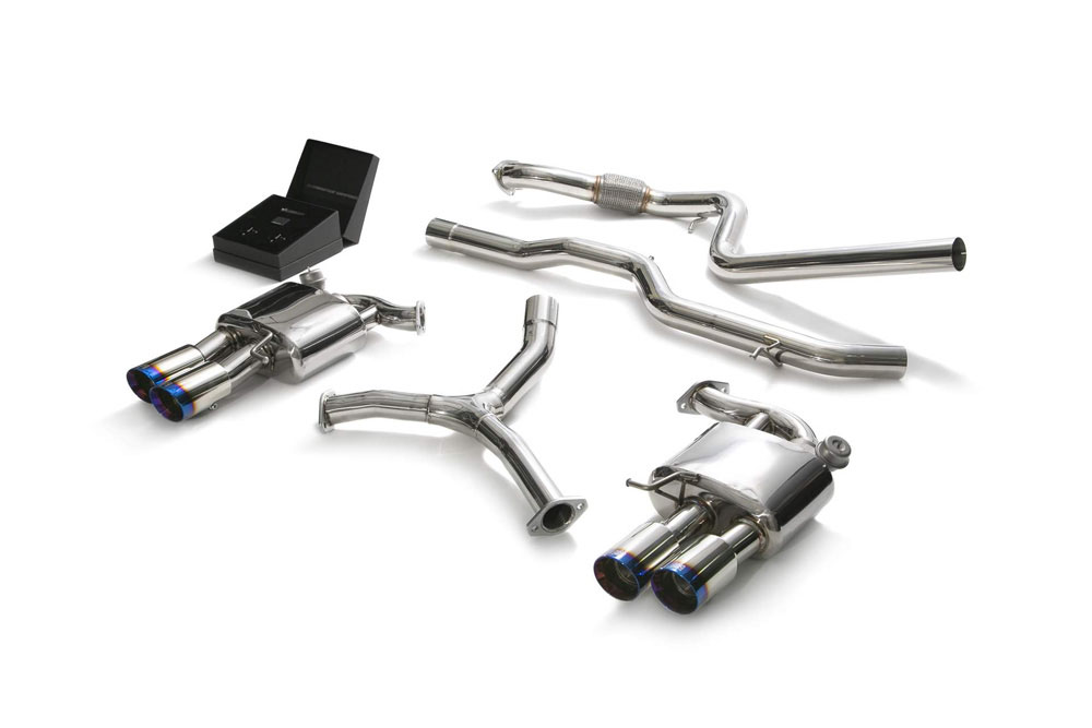 Armytrix AU9C4-QS11B | ARMYTRIX Stainless Steel Valvetronic Catback Exhaust System Quad Blue Tips Audi A5; 2016-2020