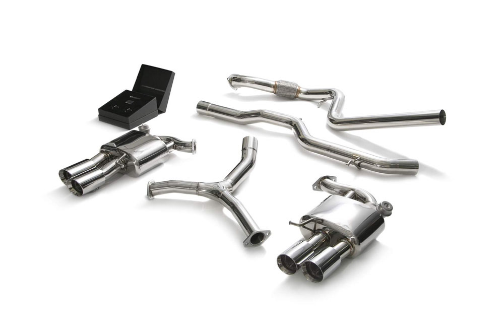 Armytrix AU9C4-QS11C | ARMYTRIX Stainless Steel Valvetronic Catback Exhaust System Quad Chrome Silver Tips Audi A5; 2016-2020