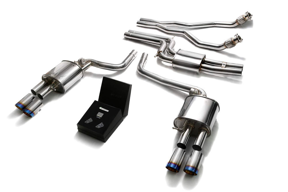 Armytrix AUBS2-QS11B | ARMYTRIX Stainless Steel Valvetronic Catback Exhaust System Audi A5 Quad Blue Tips; 2008-2016