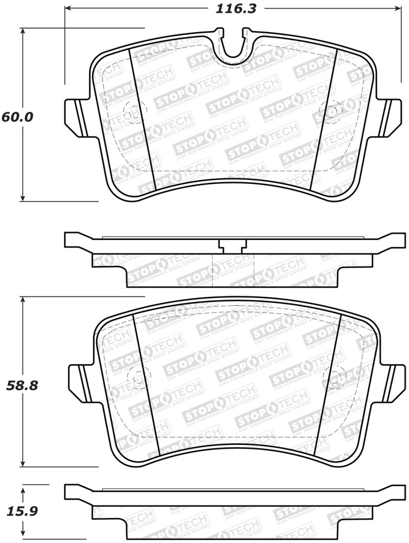 Stoptech 308.15470 | StopTech Street Brake Pads Porsche Macan S 350mm Front Disc, Rear; 2015-2017