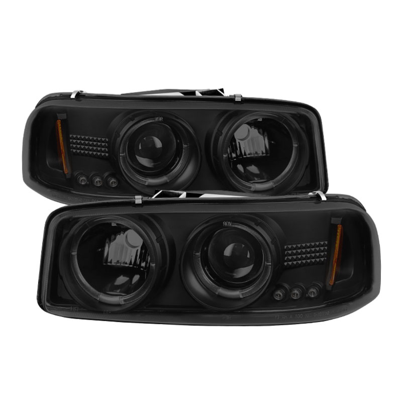 SPYDER 5078292 | Spyder GMC Sierra 1500/2500/3500 / Denali Projector Headlights LED Halo - Black Smoke - (PRO-YD-CDE00-HL-BSM); 1999-2007