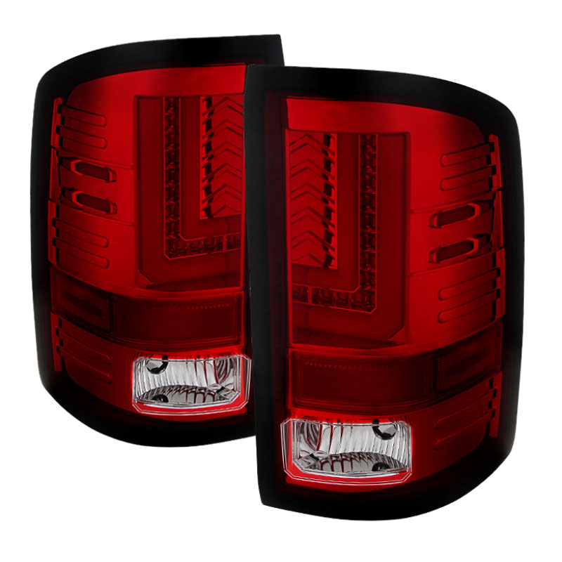 SPYDER 5080677 | Spyder GMC Sierra 2500HD/3500HD LED Tail Lights - Red Clear - (ALT-YD-GS14-LBLED-RC); 2015-2016