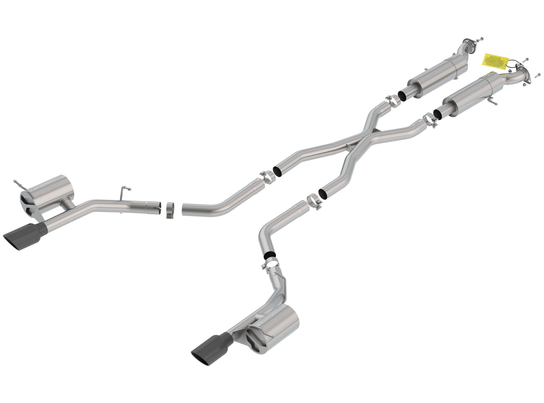 Borla 140791BC | Exhaust Cat-Back for Dodge Durango SRT S-Type with Black Chrome Tips; 2018-2022