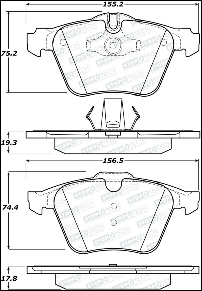 Stoptech 308.12400 | StopTech Street Brake Pads Volvo S80 315mm Front Disc, Front; 2013-2015