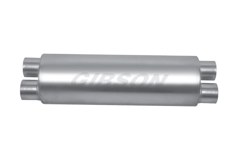 Gibson 766300s | SFT Superflow Dual/Dual Round Muffler - 8x24in/3in Inlet/2.5in Outlet - Stainless