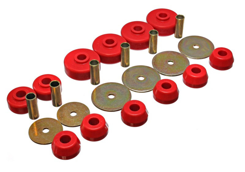 Energy Suspension 8.4101r | 79-88 Toyota 4WD (Exc T-100 & Tundra) Red Body Cab Mount Set; 1979-1988