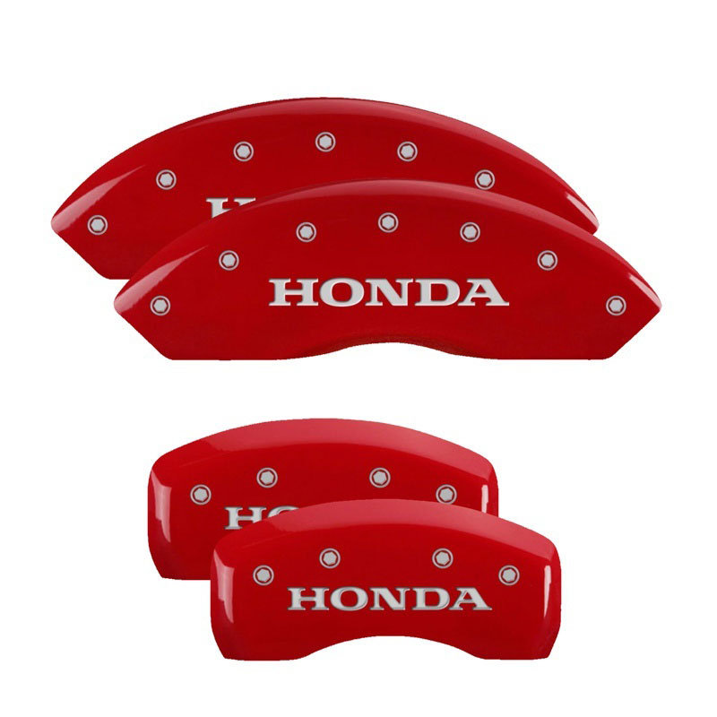 MGP 20211SHONRD | 4 Caliper Covers Engraved Front & Rear Honda Red finish silver ch; 2010-2011