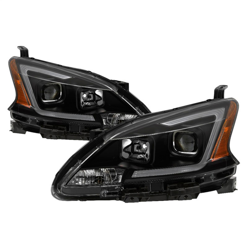 SPYDER 9042973 | xTune 13-15 Nissan Sentra DRL LED Light Bar Proj Halogen Headlights - Blk Smoke (PRO-JH-NS13-LB-BSM); 2013-2015