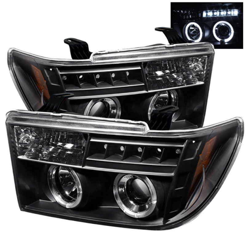 SPYDER 5012029 | Spyder Toyota Sequoia Halo LED ( Replaceable LEDs ) Projector Headlights - Black - (PRO-YD-TTU07-HL-BK); 2008-2012