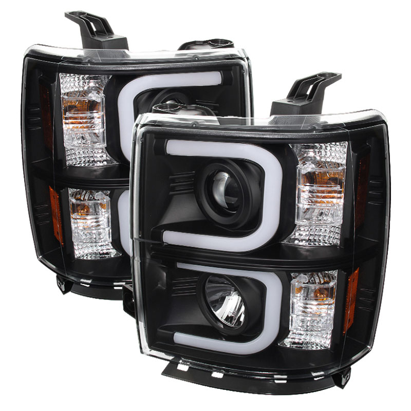 SPYDER 5079473 | Spyder Chevy Silverado 1500 Projector Headlights - Light Bar DRL - Black - (PRO-YD-CS14-LBDRL-BK); 2014-2015