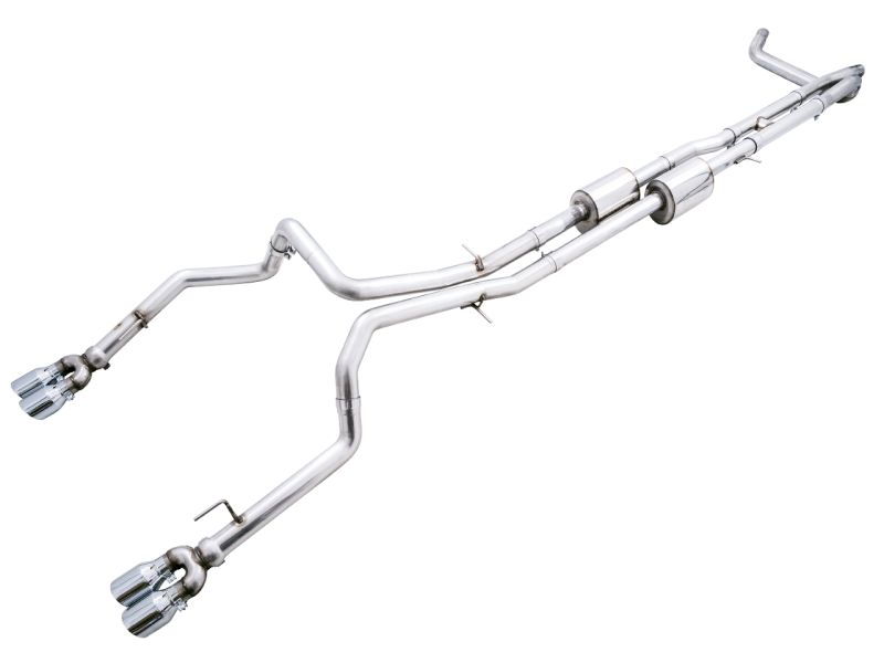 AWE Tuning 301542203 | 4th Gen GM 1500 6.2L 0FG Catback Split Rear Exit (w/ Bumper Cutouts) - Quad Chrome Tips