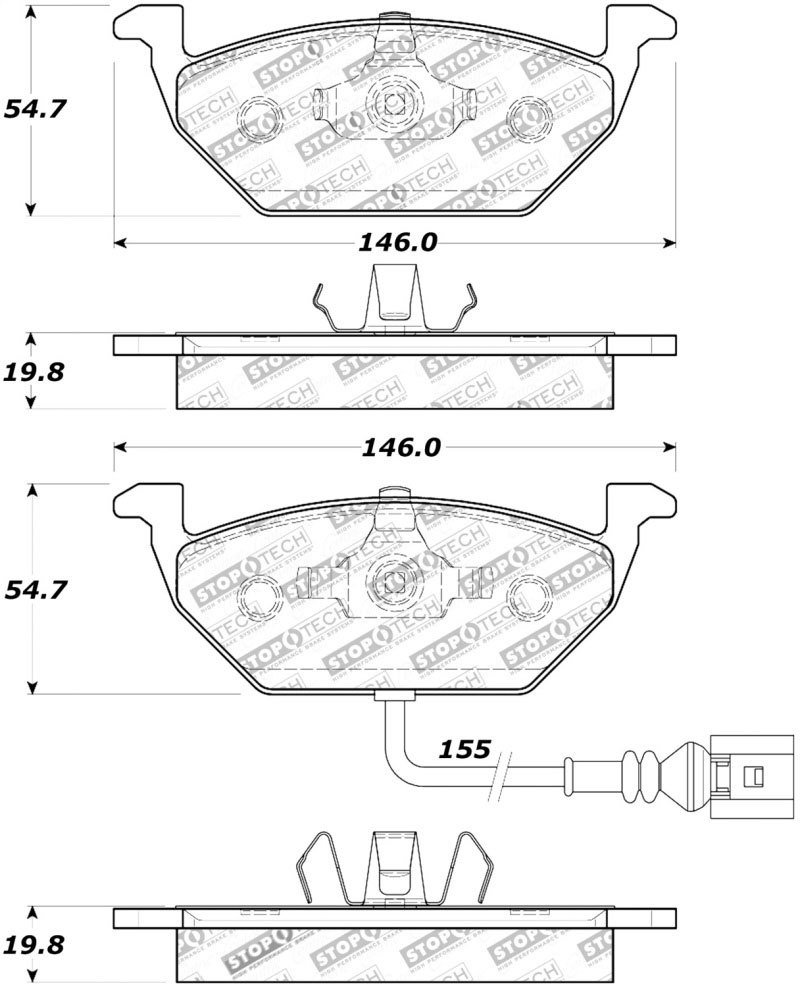 Stoptech 308.07681 | StopTech Street Brake Pads Volkswagen Beetle Cabrio, Front; 2010-2011