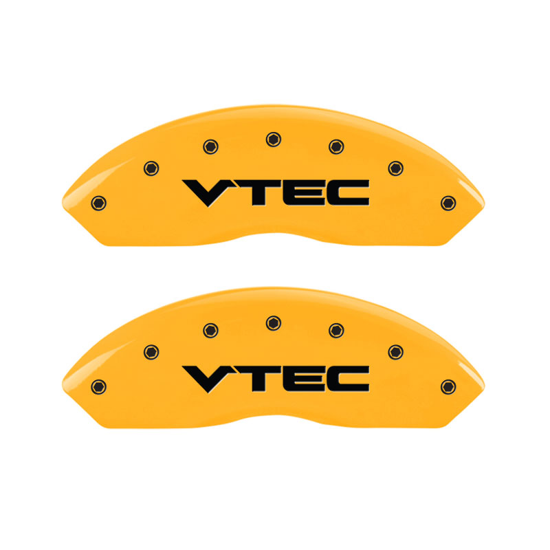 MGP 39005SVTCYL | 4 Caliper Covers Engraved Front & Rear Vtech Yellow Finish Black Char 2004 Acura RSX; 2002-2006