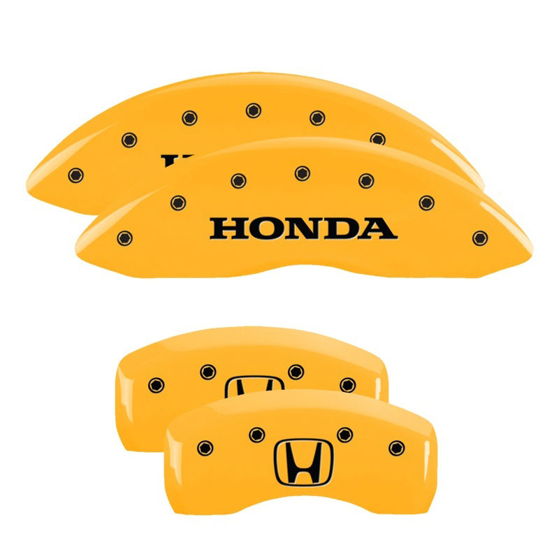 MGP 20201SHOHYL | 4 Caliper Covers Engraved Front Honda Engraved Rear H Logo Yellow finish black ch; 2012-2014