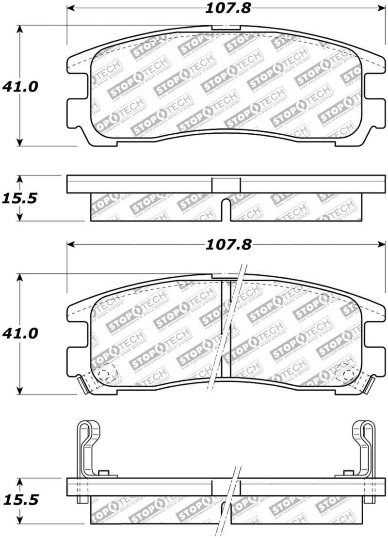 Stoptech 305.03830 | StopTech Street Select Brake Pads Chrysler Sebring, Rear; 1995-2005