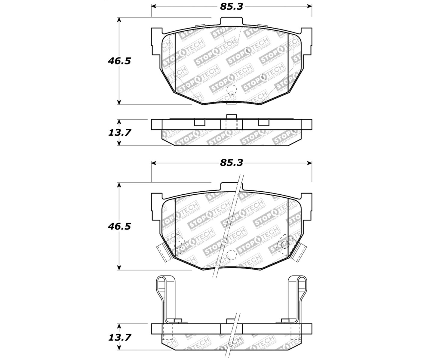 Stoptech 309.03230 | StopTech Sport Brake Pads Hyundai Tiburon, Rear; 1997-2008