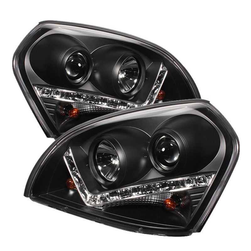 SPYDER 5029447 | Spyder Hyundai Tucson DRL LED Projector Headlights - Black - (PRO-YD-HYTUC04-DRL-BK); 2004-2009