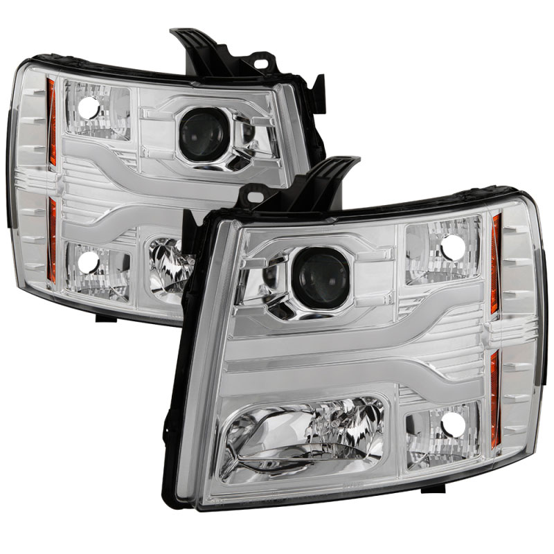 SPYDER 5083616 | Spyder Chevy Silverado 1500 Version 3 Projector Headlights - LED DRL - Chrome - (PRO-YD-CS07V3-LBDRL-C); 2007-2013