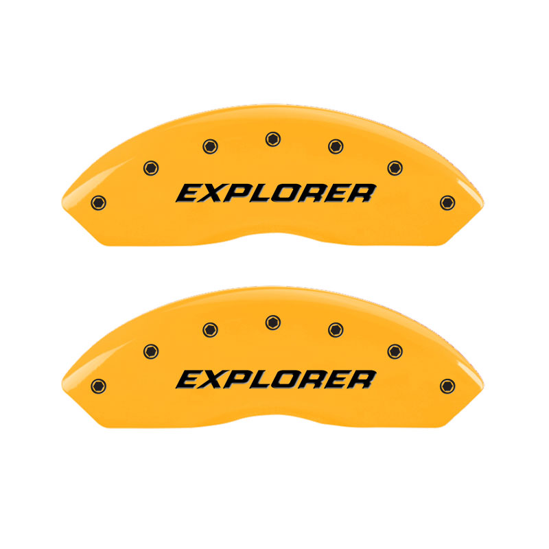 MGP 10041SEXPYL | 4 Caliper Covers Engraved Front & Rear Explorer/2011 Yellow Finish Black Char 2006 Ford Explorer; 2006-2010