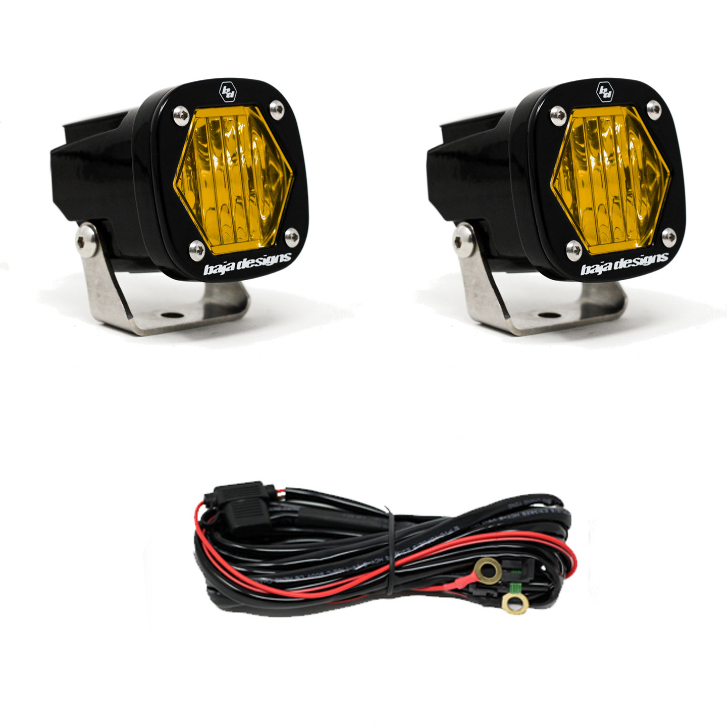 Baja Designs 387815 | S1 Amber Wide Cornering LED Light w/ Mounting Bracket Pair