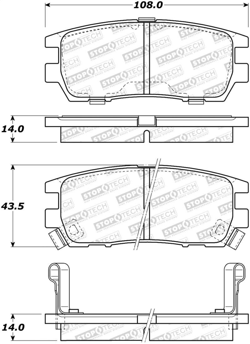 Stoptech 308.05670 | StopTech Street Brake Pads Mitsubishi Montero, Rear; 1992-1999