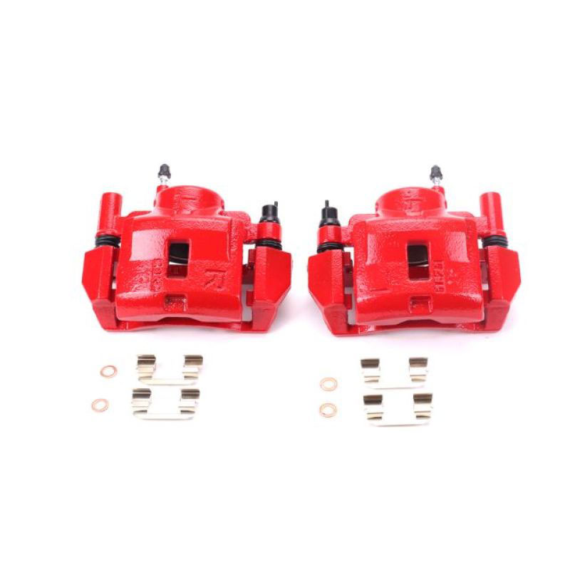 PowerStop s2608 | Power Stop 00-02 Mazda 626 Front Red Calipers w/Brackets - Pair; 2000-2002