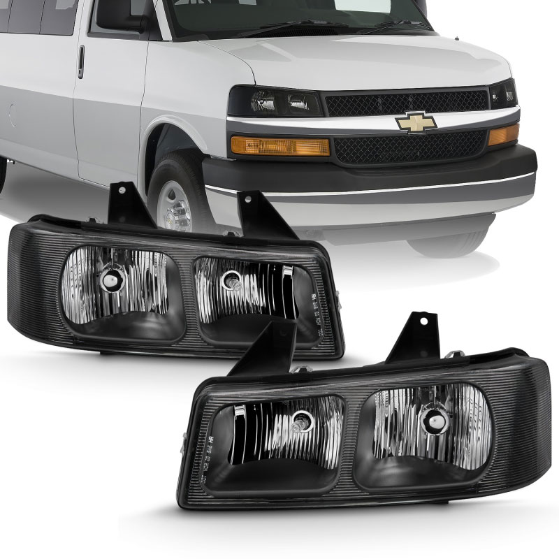 ANZO 111474 | 2003-2017 Chevy Express Crystal Headlight Black; 2003-2017