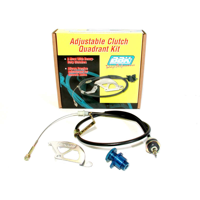 BBK 15055 | Ford Mustang Adjustable Clutch Cable - Aluminum Quadrant & Firewall Adjuster Kit V8; 1979-1995