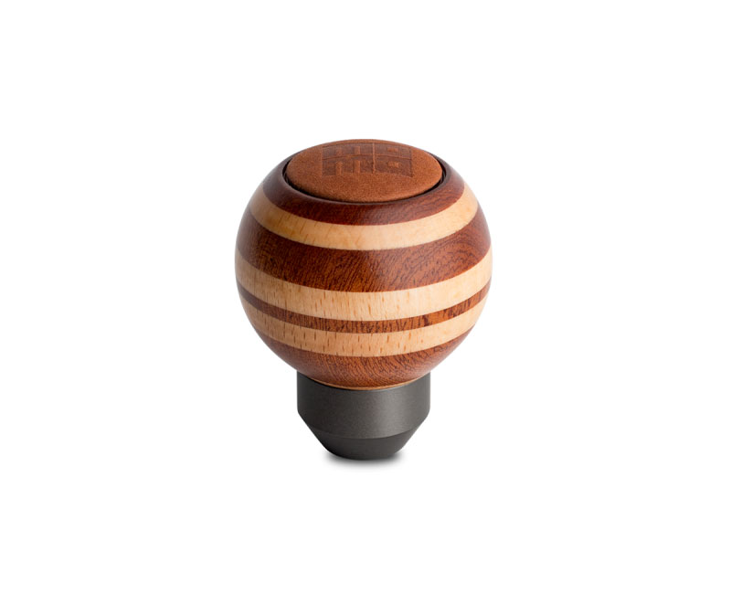 MOMO tarmag | Momo Targa Heritage Shift Knob - Round Wood, Layered Mahogany and Beechwood, Leather Insert Top