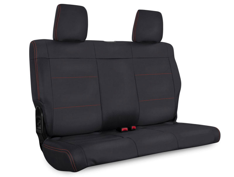 PRP Seats b017-01 | PRP 07-10 Jeep Wrangler JK Rear Seat Covers/2 door - Black with Red Stitching; 2007-2010