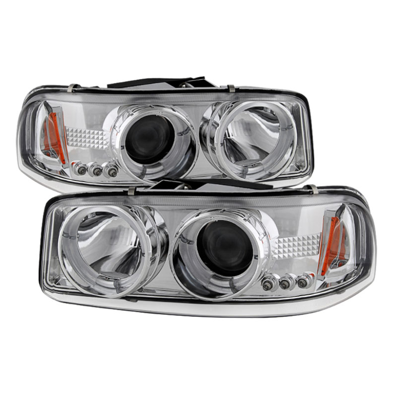 SPYDER 5009364 | Spyder Gmc Sierra Sierra Denali / Yukon, Denali, Yukon XL Halo Led Projector Headlights - Chrome - (PRO-YD-CDE00-HL-C); 2000-2006