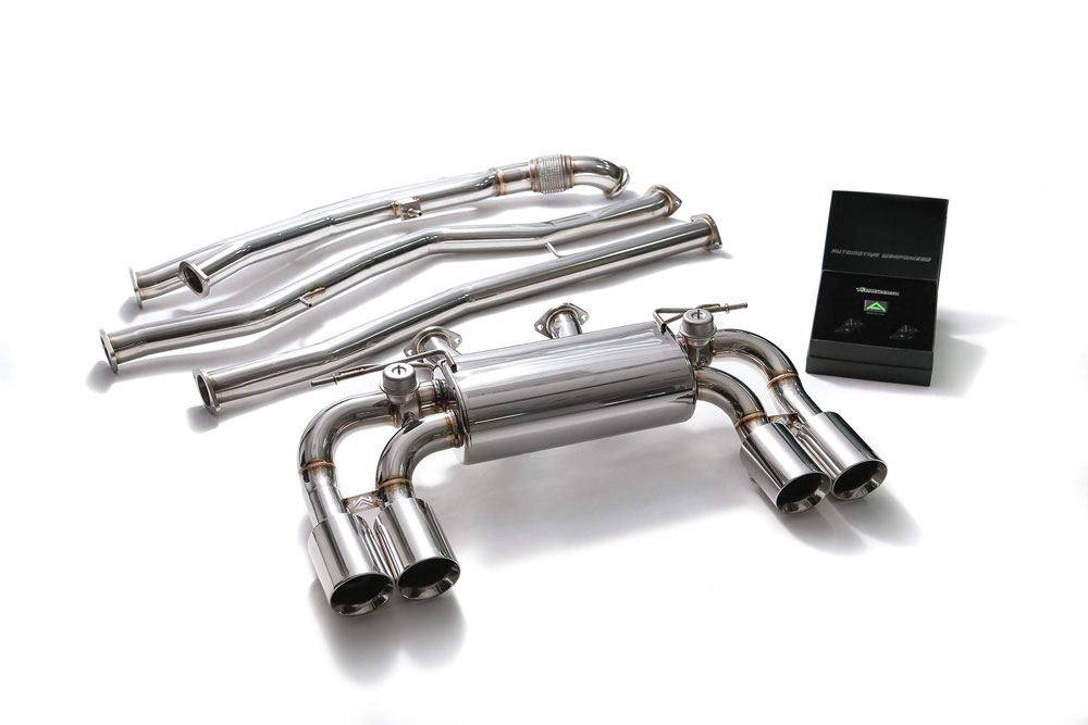 Armytrix BMF87-QS38C | ARMYTRIX Stainless Steel Valvetronic Catback Exhaust System BMW M2 F87 with Quad Chrome Tips; 2016-2019