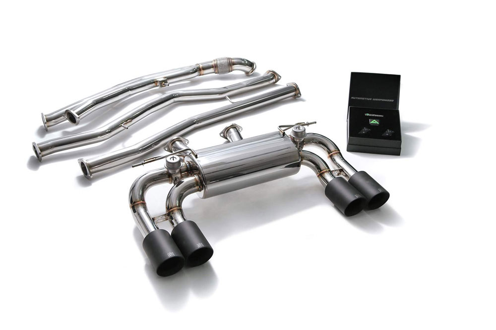 Armytrix BMF87-QS38M | ARMYTRIX Stainless Steel Valvetronic Catback Exhaust System BMW M2 F87 with Quad Matte Black Tips; 2016-2019