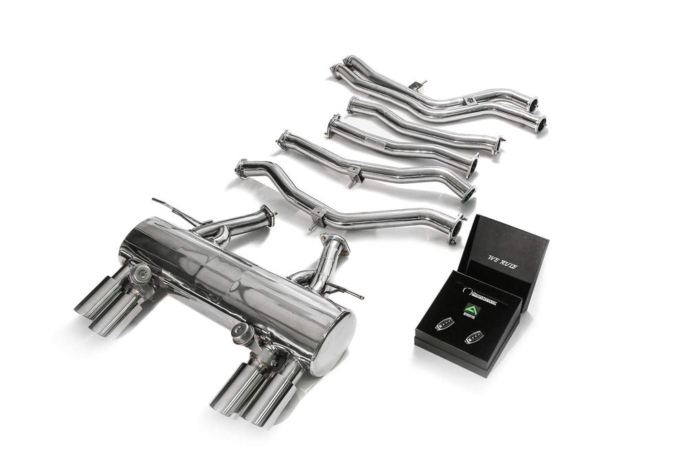 Armytrix BMF8M-QS11C | ARMYTRIX Stainless Steel Valvetronic Catback Exhaust System BMW F82 F83 M4 with Quad Chrome Tips; 2015-2020