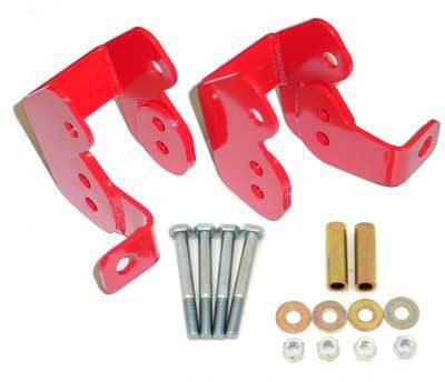 BMR Suspension CAB002R | BMR Control arm relocation brackets, bolt-on, Camaro V8 / V6 Red; 1982-2002