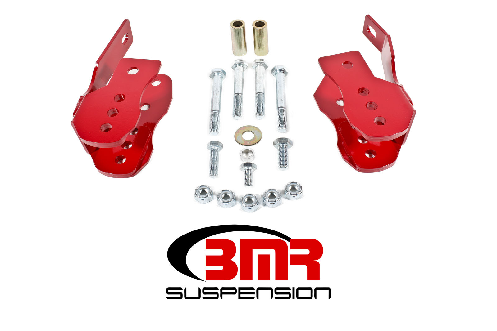 BMR Suspension CAB005R | BMR Bolt-on Control Arm Relocation Brackets Mustang V8/V6 Red; 2005-2011