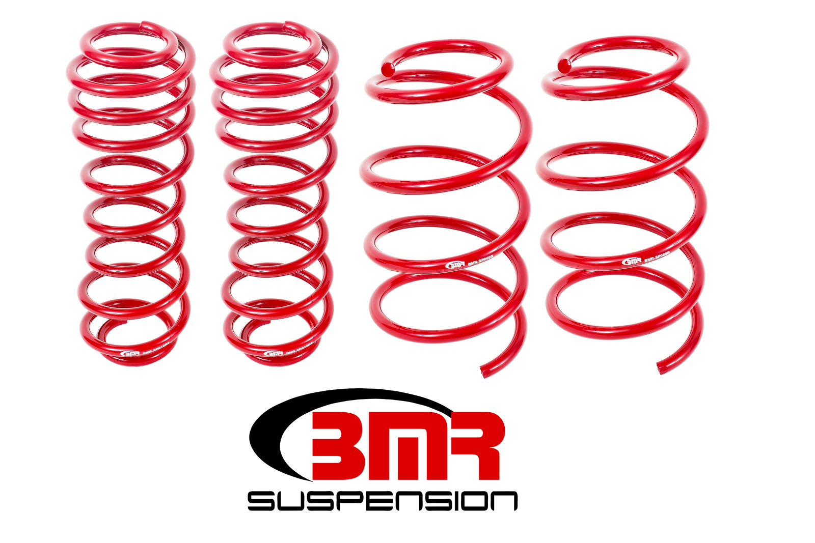 BMR Suspension sp068r | BMR 05-14 S197 Mustang GT Drag Version Lowering Springs (Set Of 4) - Red; 2005-2014