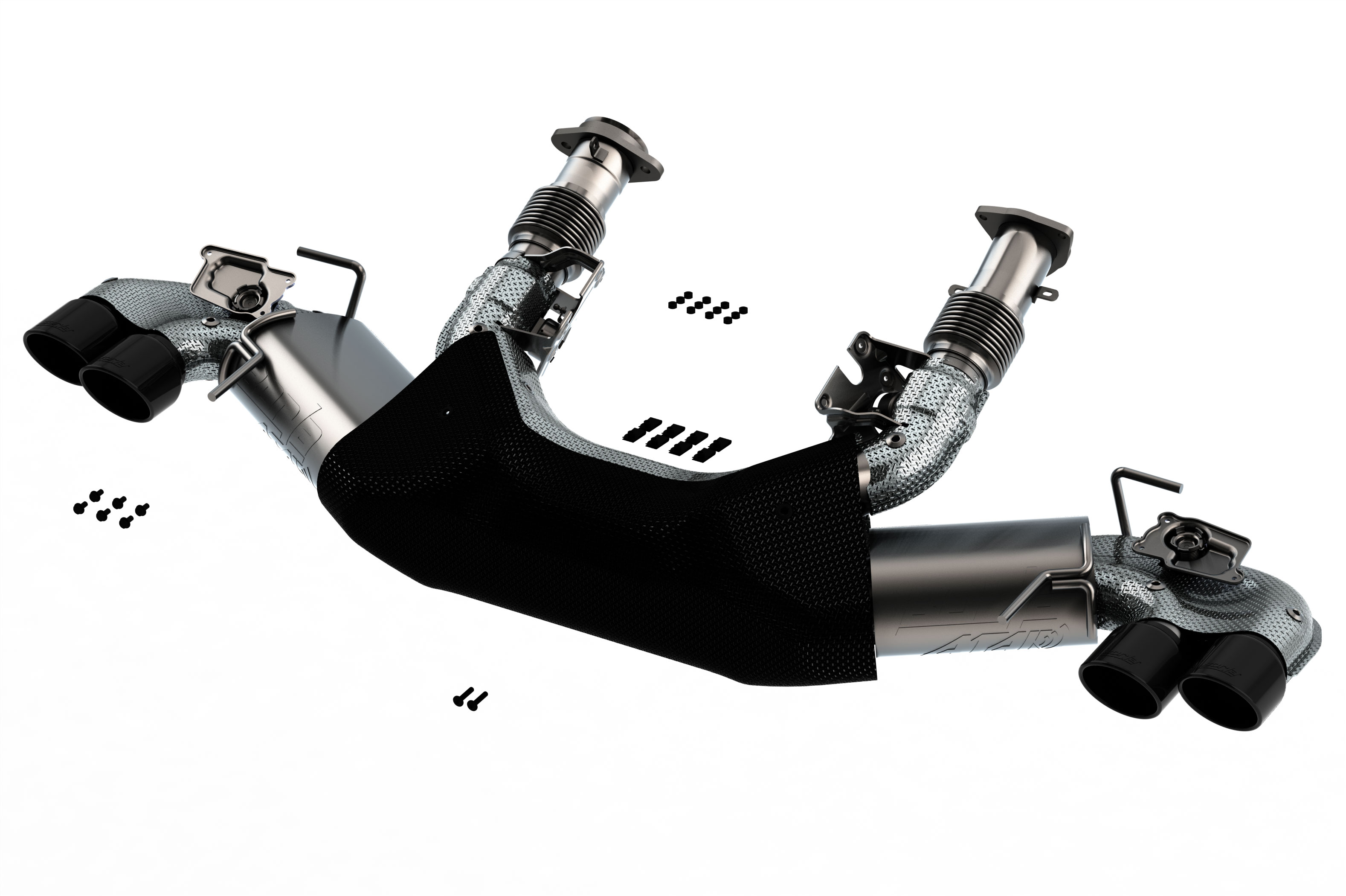 Borla 140839bc | Corvette C8 6.2 ATAK 3in Exhaust System Dual Round Rolled A/C Black Chrome Tips; 2020-2024