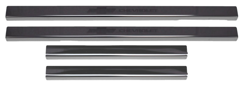 Putco 95183bpgm-1 | 2019+ Chevrolet Silverado LD- Crew Cab w/ Bow Tie Etching (4pcs) Black Platinum Door Sills; 2019-2022